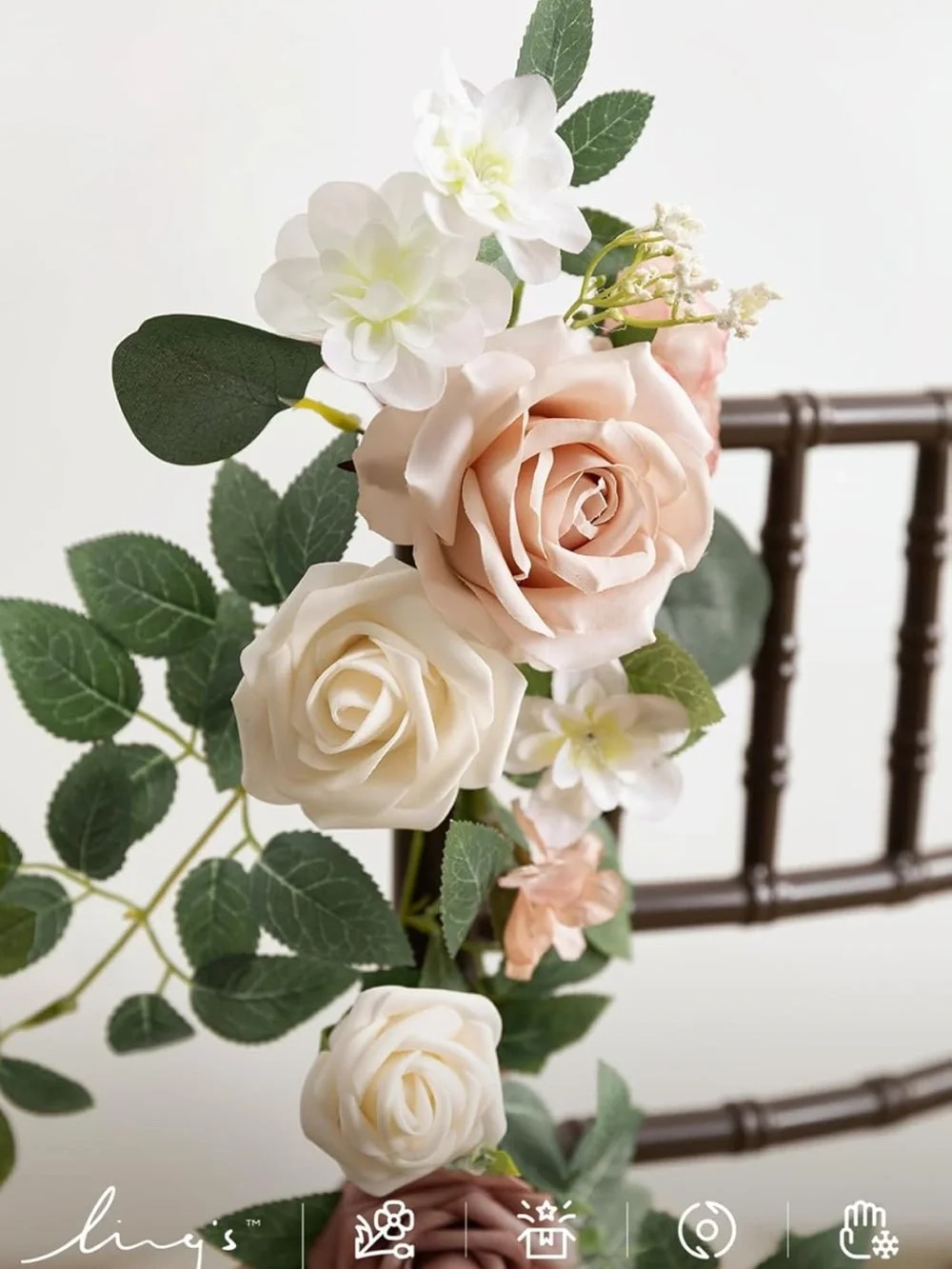 Artificial Rose and Eucalyptus Chair Back Garland - Blush Pink